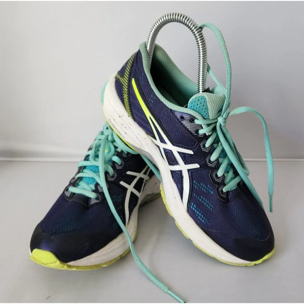 ASICS FUZEX LYTE Women's Athletic Shoes - Size US 7 M Blue /Green Yellow Soles